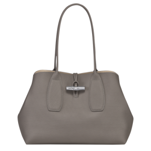 Longchamp Roseau Leather Women's Shoulder Bags Grey | 173-KEFIWA