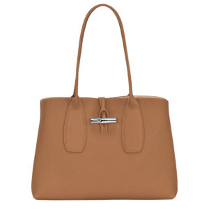 Longchamp Roseau Leather Women's Shoulder Bags Beige | 491-IWNQHK