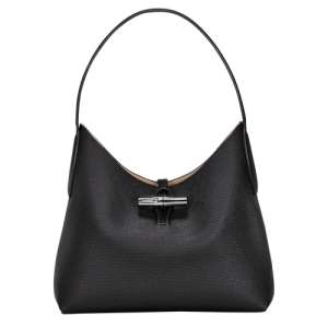 Longchamp Roseau M Leather Women's Shoulder Bags Black | 523-XFNDLY