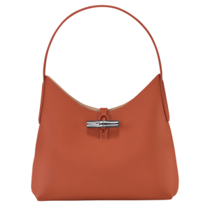 Longchamp Roseau M Leather Women's Shoulder Bags Orange | 605-JZBCSI