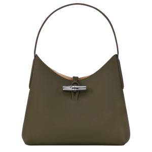 Longchamp Roseau M Leather Women's Shoulder Bags Green | 791-EXBRJV