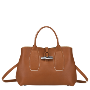 Longchamp Roseau M Leather Women's Top-handle Bags Brown | 618-ULDMIF