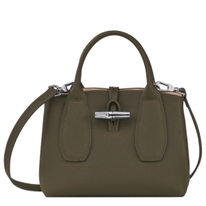 Longchamp Roseau S Leather Women's Top-handle Bags Green | 104-XHGQKW