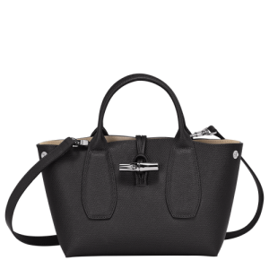 Longchamp Roseau S Leather Women's Top-handle Bags Black | 183-KSPTUL