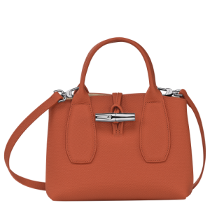 Longchamp Roseau S Leather Women's Top-handle Bags Orange | 978-VNFLYG