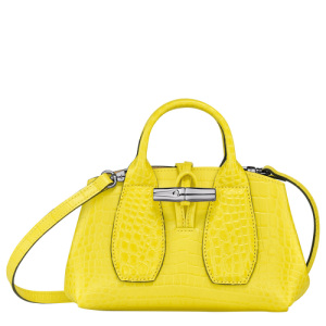 Longchamp Roseau XS Leather Women's Top-handle Bags Yellow | 827-BWAVNK